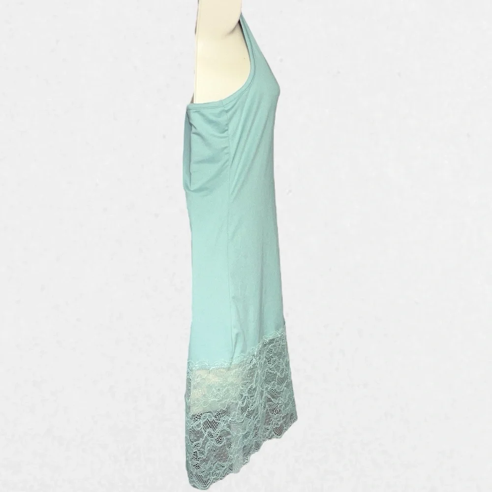 Y2K Liv & Piper Mint Green Lace Trim Racerback Tank Top Small Scoop Neck Tunic - Picture 5 of 6